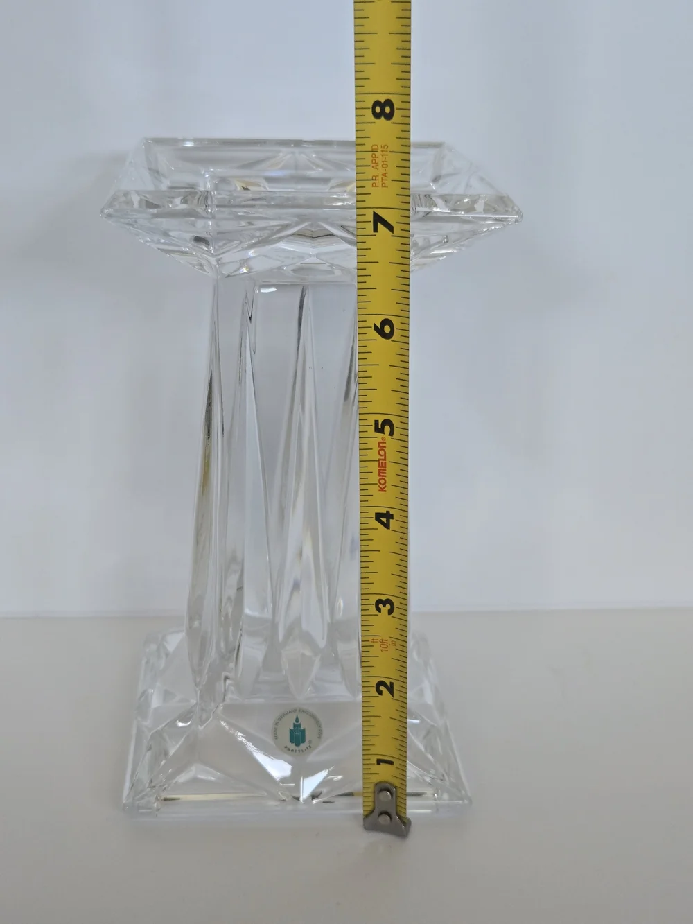 Vtg PartyLite P7374 Quad Prism Pedestal 24% Lead Crystal Pillar Candle Holder
